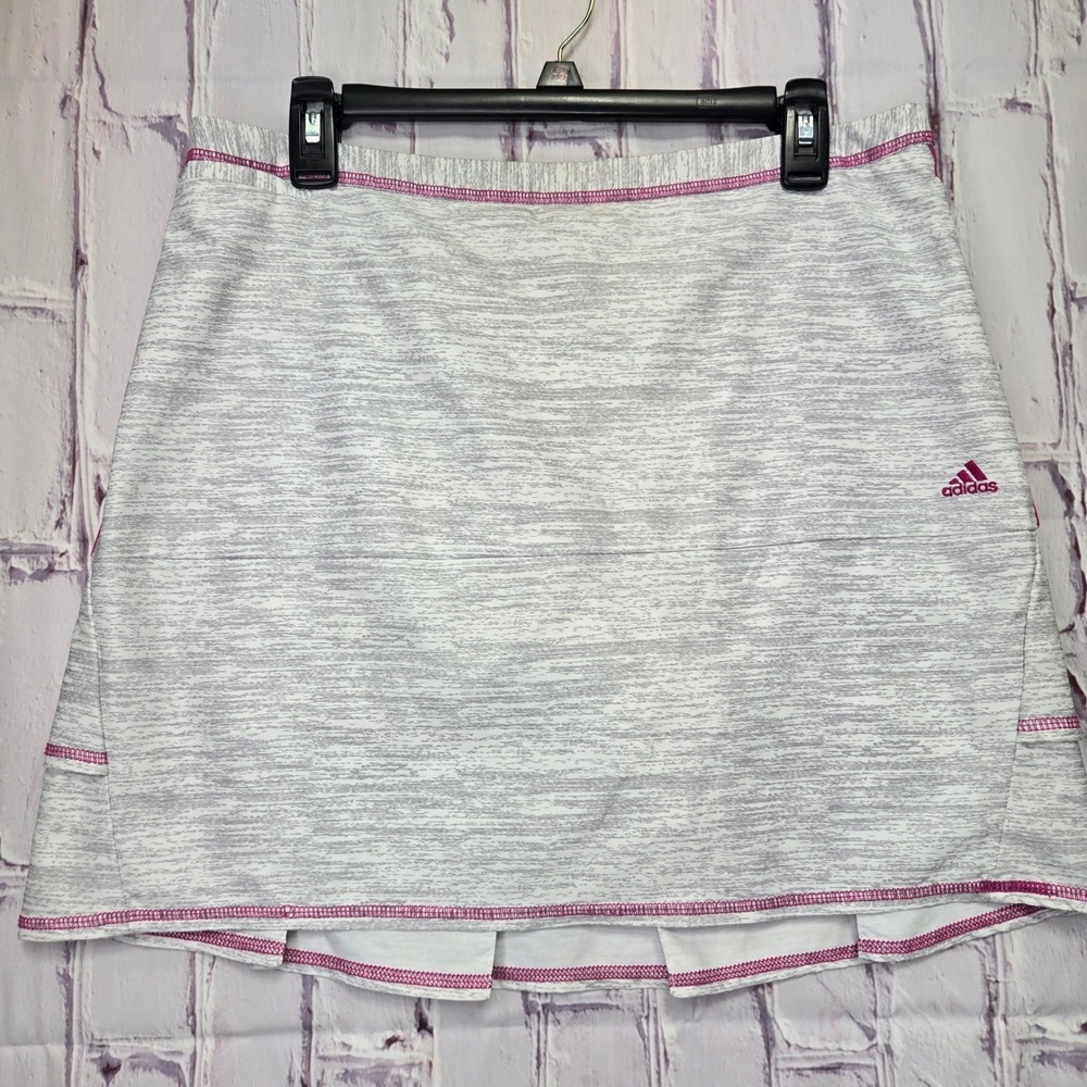 Adidas ClimaCool Golf Skort Womens 8 Grey‎ Pink Space Dye Skirt Athletic Tennis